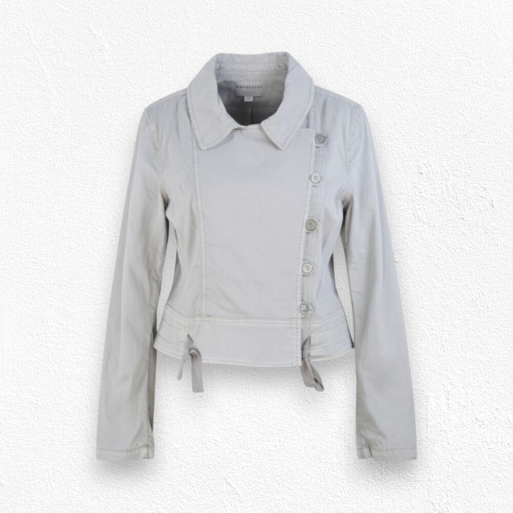 Marrakech Anthropologie Pearl Cream Asymmetrical Cotton Utility Jacket Large NWT